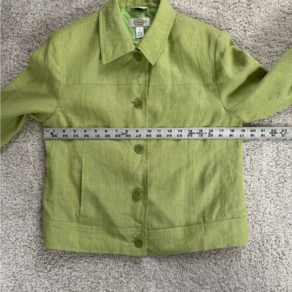 Talbots Lime Green Irish Linen Jacket Classic Size 8 - Picture 6 of 7